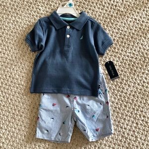 Nautica boys two piece shorts polo set